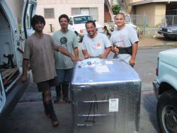 This is the arrival of our sample taro from Honduras. We went to great pains to export Hawaiian huli to the folks at FHIA in Honduras, but nothing really came of this. The taro made decent, but not wonderful, poi. Taro from Honduras