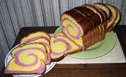 Poi Swirl Bread made for The Poi Company by Hawaii Star Bakery. This was Portuguese sweet bread "swirled" with purple poi bread. It made a delicious sandwich. Poi Swirl Bread