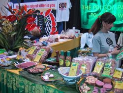 Marjorie staffing The Poi Company booth at the Natural Products Show in Anaheim. We brought all sorts of goodies --- from poi itself, to poi salad dressing and poi biscotti. Natural Products Show - Anaheim, California
