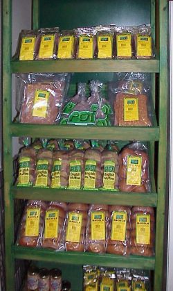 K-Mart and Marukai both wanted us to build our own stands to group Poi Company products together. This is the protype that John Bushby built in the factory. Poi Products Stand