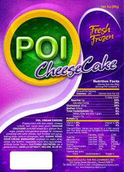 We had this bright top designed for the Poi Cheesecake by a talented designer in Turkey (of all places) but never had a chance to print it or implement this on the cheesecake. Poi Cheesecake Packaging