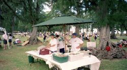 I can't remember the event -- but here are Cathy and John, setting up a table, and selling PoiCo products at Kapiolani Park. Cathy and John Busby Selling PoiCo Products in Kapiolani Park